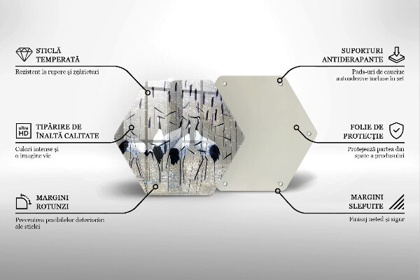 Tábua de cortar de vidro guindastes japoneses