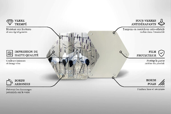 Tábua de cortar de vidro guindastes japoneses