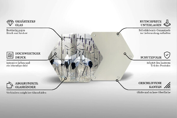 Tábua de cortar de vidro guindastes japoneses