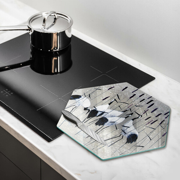 Tábua de cortar de vidro guindastes japoneses