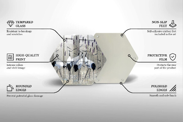 Tábua de cortar de vidro guindastes japoneses