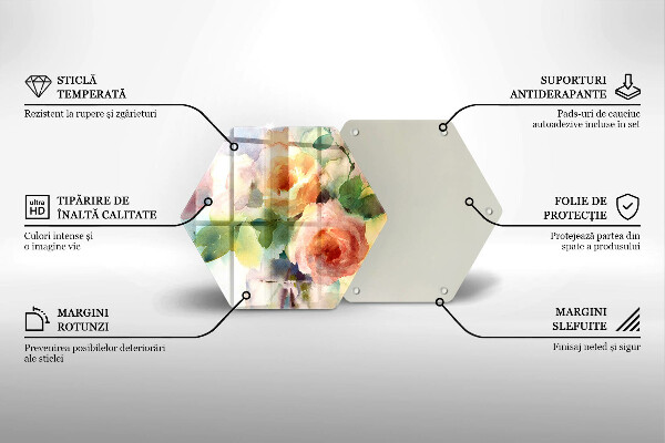 Tábua de cortar de vidro Flores pintadas