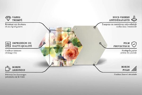 Tábua de cortar de vidro Flores pintadas