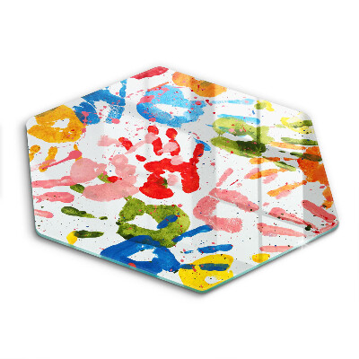 Tábua de corte de vidro Vestígios de mãos de crianças