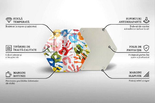 Tábua de corte de vidro Vestígios de mãos de crianças
