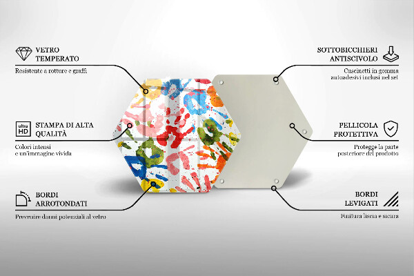 Tábua de corte de vidro Vestígios de mãos de crianças