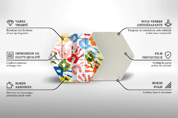Tábua de corte de vidro Vestígios de mãos de crianças