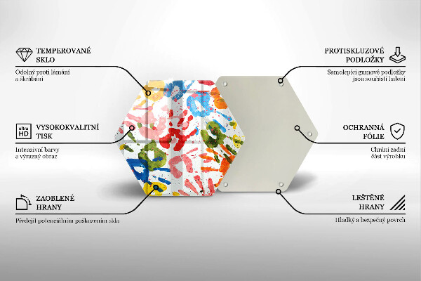 Tábua de corte de vidro Vestígios de mãos de crianças