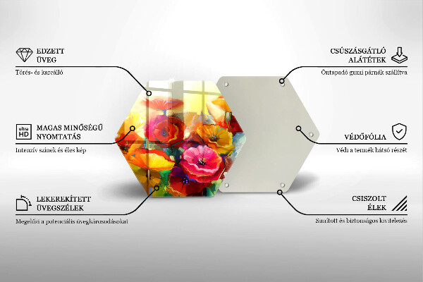 Tábua de cortar de vidro Flores coloridas pintadas