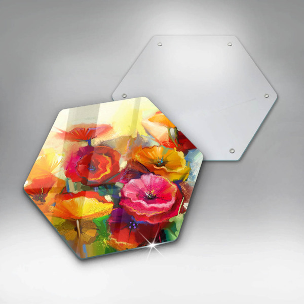 Tábua de cortar de vidro Flores coloridas pintadas