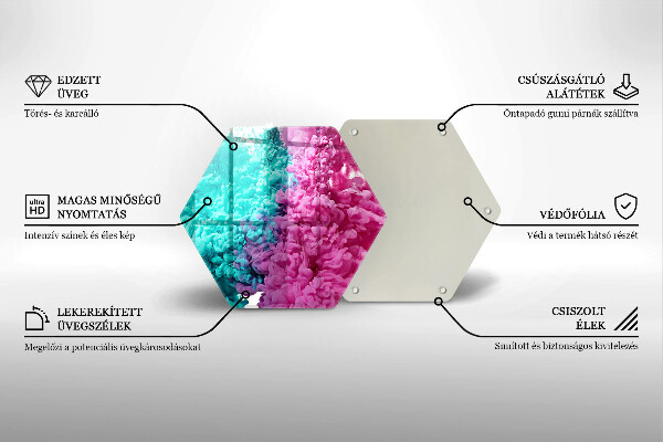 Tábua de cortar de vidro Fumaça rosa-turquesa
