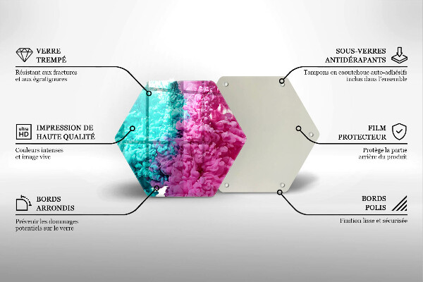 Tábua de cortar de vidro Fumaça rosa-turquesa