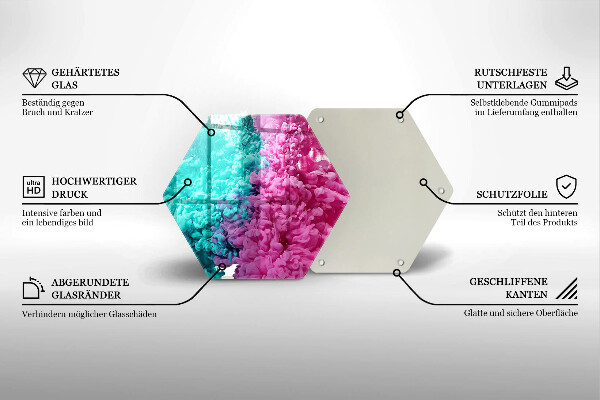 Tábua de cortar de vidro Fumaça rosa-turquesa