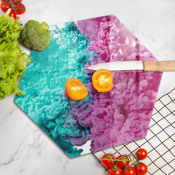 Tábua de cortar de vidro Fumaça rosa-turquesa