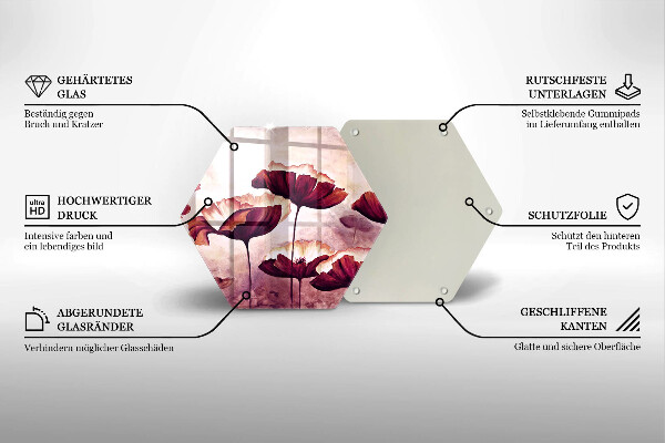 Tábua de vidro Pintura de flores