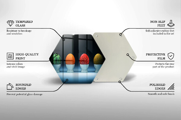 Tábua de corte de vidro Ovos de frutas abstratas