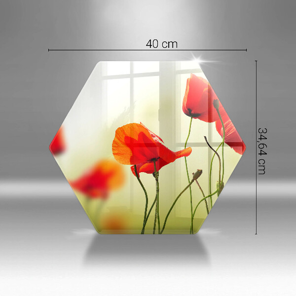 Tábua de corte de vidro Flores de papoula vermelha