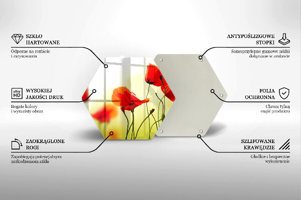Tábua de corte de vidro Flores de papoula vermelha