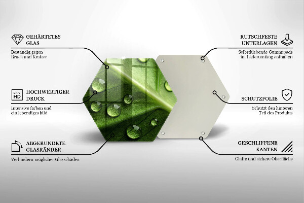 Tábua de cortar de vidro Orvalho e folha da natureza