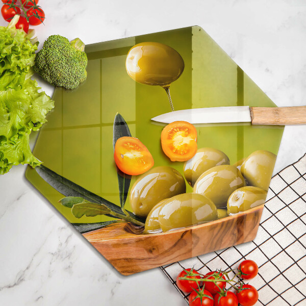 Tábua de vidro Azeitonas saborosas