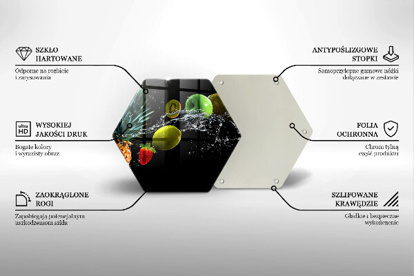 Tábua de vidro Fruta na água