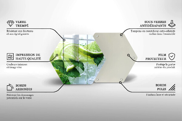 Tábua de corte de vidro Limão, hortelã e gelo