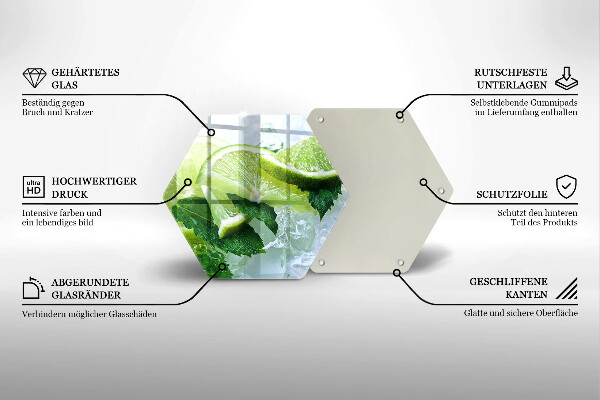 Tábua de corte de vidro Limão, hortelã e gelo