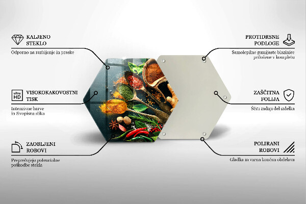 Tábua de corte de vidro Colheres de tempero de cozinha