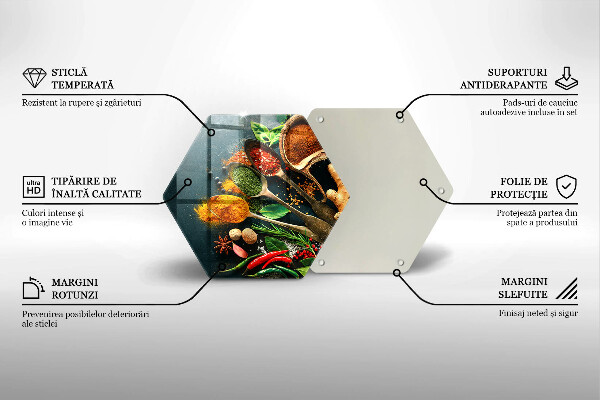 Tábua de corte de vidro Colheres de tempero de cozinha