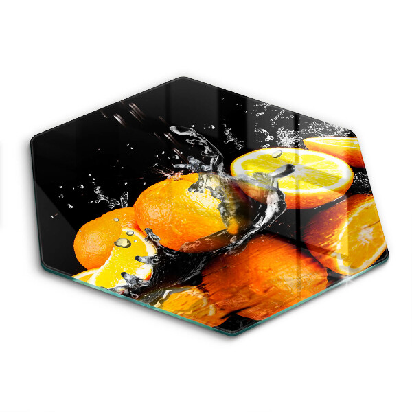 Tábua de corte de vidro Fruta laranja suculenta
