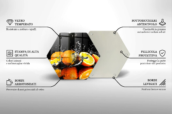 Tábua de corte de vidro Fruta laranja suculenta