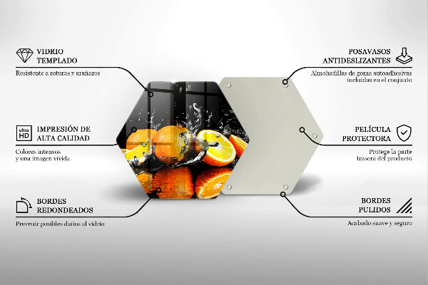 Tábua de corte de vidro Fruta laranja suculenta