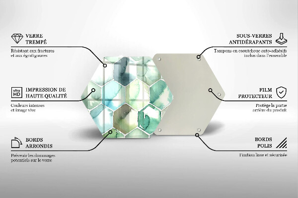 Tábua de corte Hexágonos em aquarela