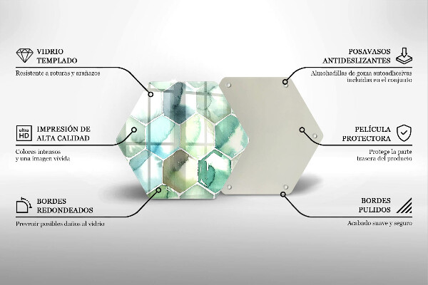 Tábua de corte Hexágonos em aquarela