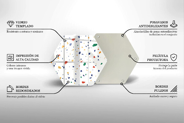 Tábua de cortar de vidro Grés colorido