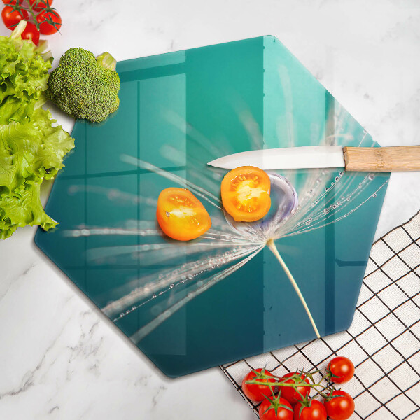 Tábua de vidro Orvalho em um dente-de-leão