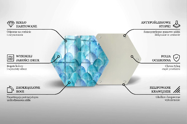 Tábua de cortar de vidro Escamas de aquarela