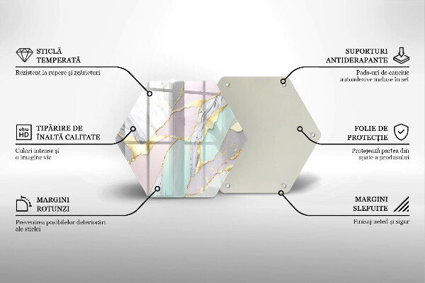 Tábua de corte de vidro Mármore pastel