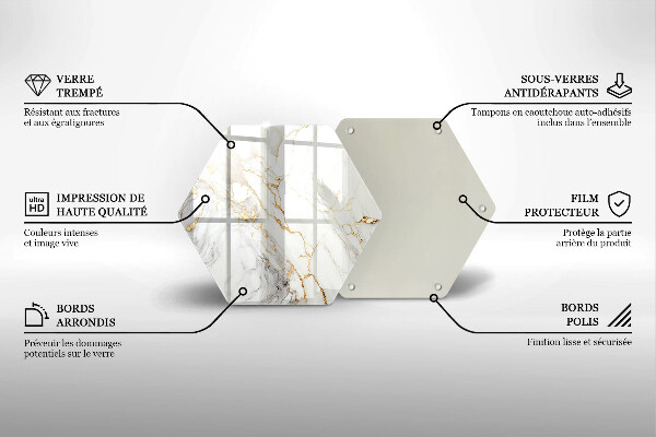 Tábua de cortar Mármore claro com dourado