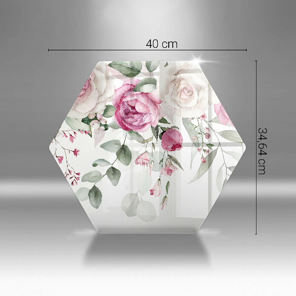 Tábua de cortar de vidro Rosas em aquarela