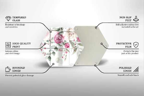 Tábua de cortar de vidro Rosas em aquarela