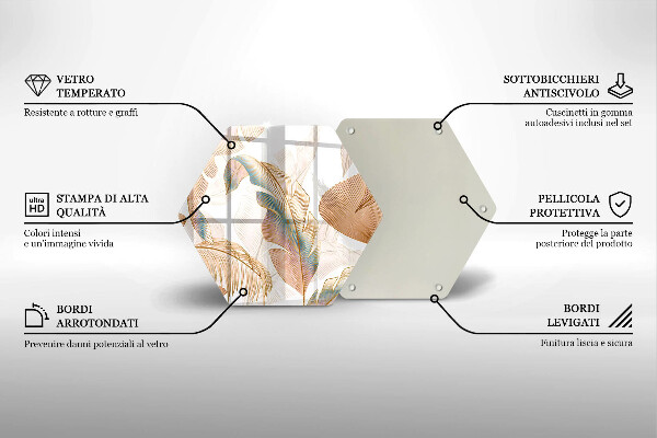 Tábua cozinha Penas e folhas Boho