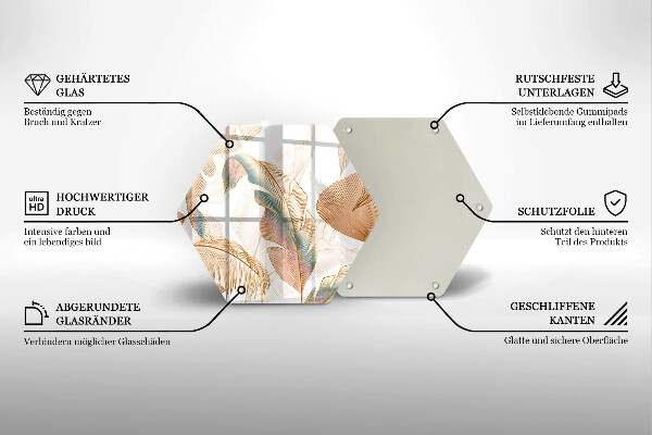 Tábua cozinha Penas e folhas Boho