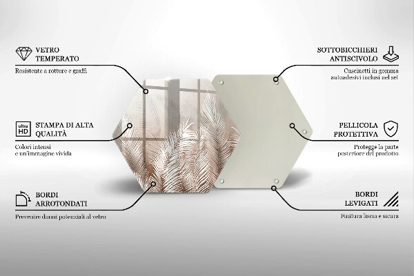 Tábua de corte de vidro Vegetação de folhagem Boho