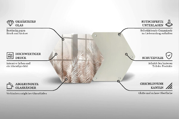 Tábua de corte de vidro Vegetação de folhagem Boho