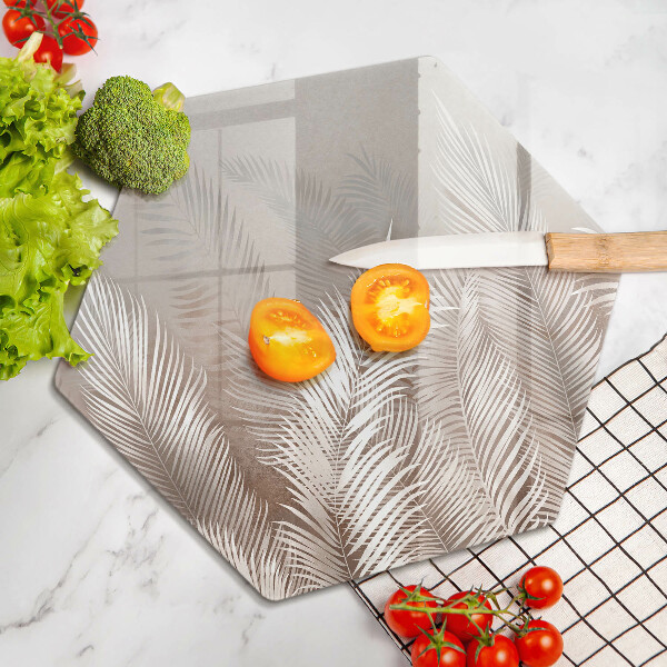 Tábua de corte de vidro Vegetação de folhagem Boho