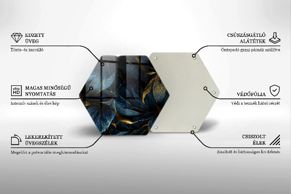 Tábua de cortar Folhas decorativas com ouro