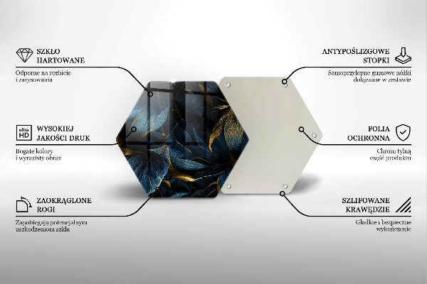 Tábua de cortar Folhas decorativas com ouro