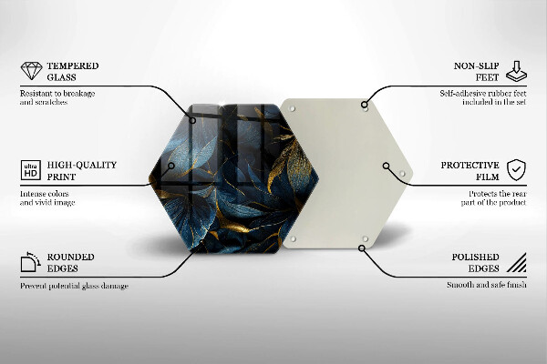 Tábua de cortar Folhas decorativas com ouro