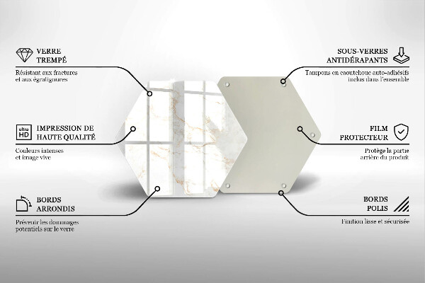 Tábua de corte de vidro Pedra de mármore elegante